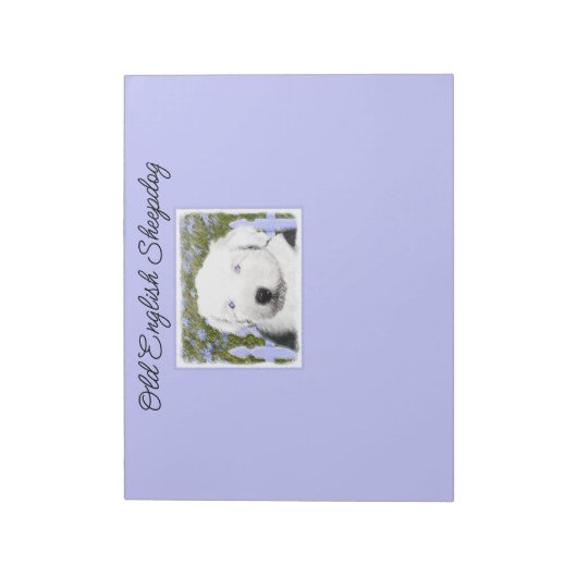 Oud Engels Sheepdog Puppy Painting - Dog Art Note Notitieblok (Linkerzijde)
