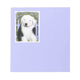 Oud Engels Sheepdog Puppy Painting - Dog Art Notitieblok