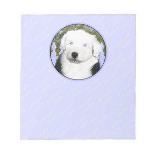 Oud Engels Sheepdog Puppy Painting - Dog Art Notitieblok