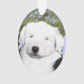 Oud Engels Sheepdog Puppy Painting - Dog Art Ornament (achterkant)