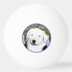 Oud Engels Sheepdog Puppy Painting - Dog Art Pingpongbal