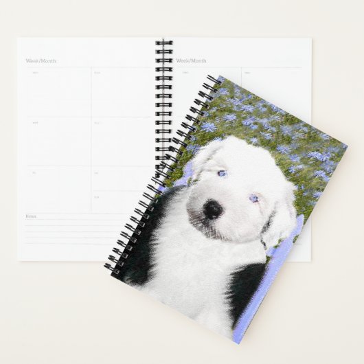Oud Engels Sheepdog Puppy Painting - Dog Art Planner (Display)
