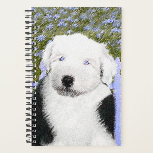 Oud Engels Sheepdog Puppy Painting - Dog Art Planner (Voorkant)