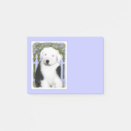 Oud Engels Sheepdog Puppy Painting - Dog Art Post-it® Notes (Voorkant)