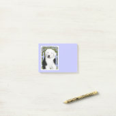 Oud Engels Sheepdog Puppy Painting - Dog Art Post-it® Notes (Op bureau)