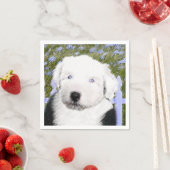 Oud Engels Sheepdog Puppy Painting - Dog Art Servetten (Insitu)