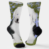 Oud Engels Sheepdog Puppy Painting - Dog Art Sokken (Gebogen)