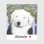 Oud Engels Sheepdog Puppy Painting - Dog Art Sticker (Vel)