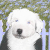 Oud Engels Sheepdog Puppy Painting - Dog Art Sticker (Voorkant)