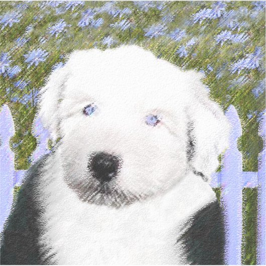 Oud Engels Sheepdog Puppy Painting - Dog Art Sticker (Voorkant)