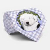 Oud Engels Sheepdog Puppy Painting - Dog Art Stropdas (Opgerold)