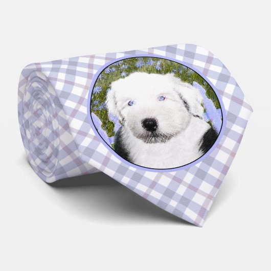 Oud Engels Sheepdog Puppy Painting - Dog Art Stropdas (Opgerold)