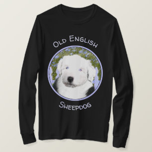 Oud Engels Sheepdog Puppy Painting - Dog Art T-shirt