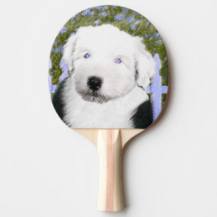 Oud Engels Sheepdog Puppy Painting - Dog Art Tafeltennisbatje