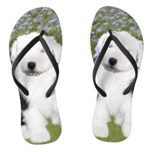 Oud Engels Sheepdog Puppy Painting - Dog Art Teenslippers