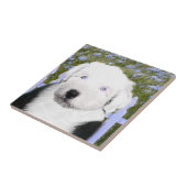 Oud Engels Sheepdog Puppy Painting - Dog Art Tegeltje (Zijkant)