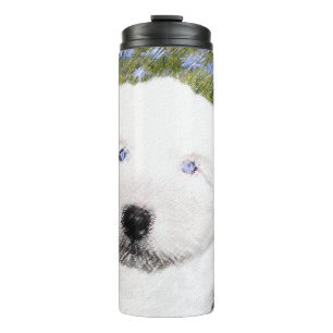 Oud Engels Sheepdog Puppy Painting - Dog Art Thermosbeker