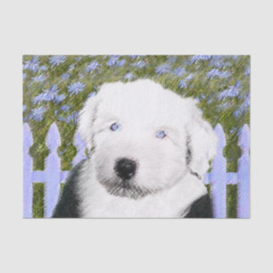 Oud Engels Sheepdog Puppy Painting - Dog Art Tissuepapier