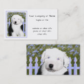 Oud Engels Sheepdog Puppy Painting - Dog Art Visitekaartje (Voorkant / Achterkant)