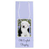 Oud Engels Sheepdog Puppy Painting - Dog Art Wijn Cadeautas (Achterkant)