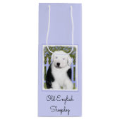 Oud Engels Sheepdog Puppy Painting - Dog Art Wijn Cadeautas (Voorkant)