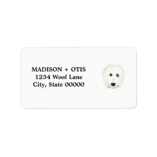 Oud Engels Sheepdog retour adres labels