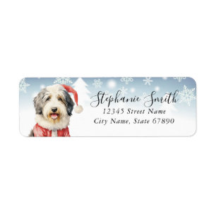Oud Engels Sheepdog retour adres labels