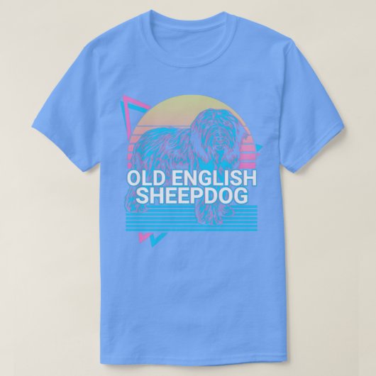 Oud Engels Sheepdog Retro T-shirt (Design voorkant)