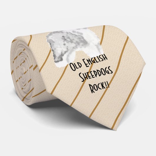 Oud Engels Sheepdog Rock - bedrukt Stropdas aan be (Opgerold)