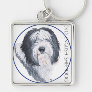 Oud Engels Sheepdog Rondelle Sleutelhanger