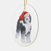 Oud Engels Sheepdog Santa Hat Keramisch Ornament (Links)