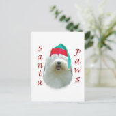 Oud Engels Sheepdog Santa Paws Feestdagenkaart (Staand voorkant)