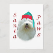 Oud Engels Sheepdog Santa Paws Feestdagenkaart (Voorkant)