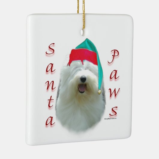Oud Engels Sheepdog Santa Paws Keramisch Ornament (Rechts)