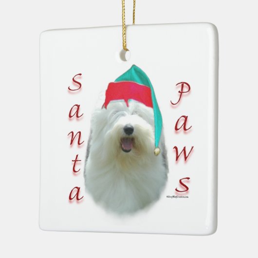 Oud Engels Sheepdog Santa Paws Keramisch Ornament (Links)