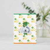 Oud Engels Sheepdog Shamrock St. Patricks Day Feestdagenkaart (Staand voorkant)