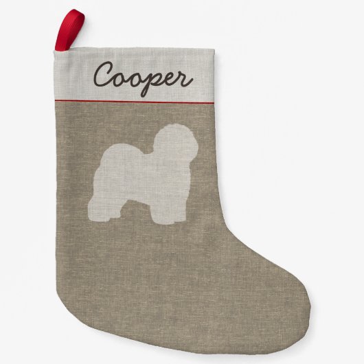 Oud Engels Sheepdog Silhouette Hondenras Holiday Kleine Kerstsok (Voorkant)