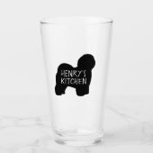 Oud Engels Sheepdog Silhouette Personalized Dog Glas (Voorkant)