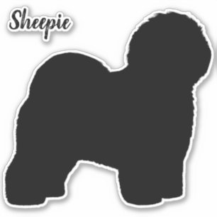 Oud Engels Sheepdog Silhouette Vinyl Sticker