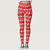 Oud Engels Sheepdog Silhouettes kerstpatroon Leggings (Voorkant)