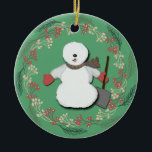 Oud Engels Sheepdog Snowman Ornament<br><div class="desc">Sweet Old English Sheepdogs en deze tweeledige versiering</div>
