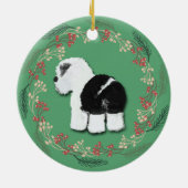 Oud Engels Sheepdog Snowman Ornament (Achterkant)