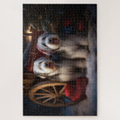 Oud Engels Sheepdog Snowy Sleigh Kerst Decor Legpuzzel (Verticaal)