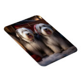Oud Engels Sheepdog Snowy Sleigh Kerst Decor Magneet (Rechterzijde)