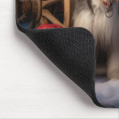 Oud Engels Sheepdog Snowy Sleigh Kerst Decor Muismat (Hoek)