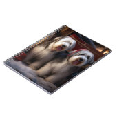 Oud Engels Sheepdog Snowy Sleigh Kerst Decor Notitieboek (Linkerzijde)