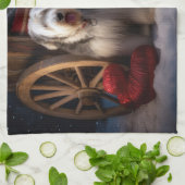 Oud Engels Sheepdog Snowy Sleigh Kerst Decor Theedoek (Gevouwen)