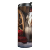 Oud Engels Sheepdog Snowy Sleigh Kerst Decor Thermosbeker (Gedraaid links)