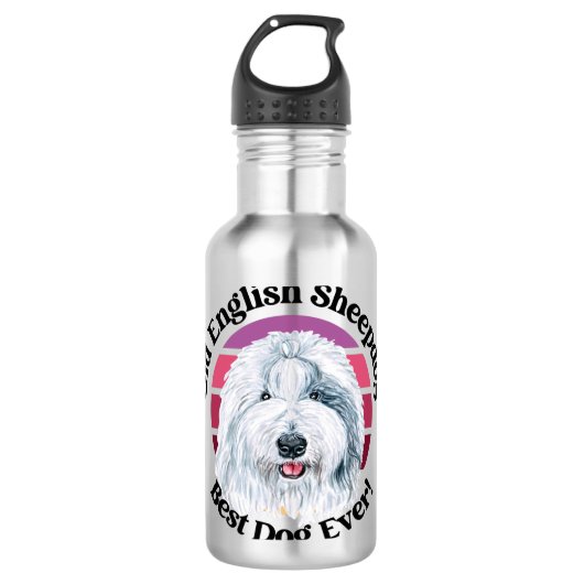 Oud Engels Sheepdog Spaniel grappig citaat Waterfles (Voorkant)