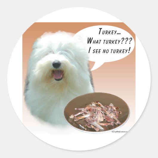 Oud Engels Sheepdog Turkey Ronde Sticker (Voorkant)